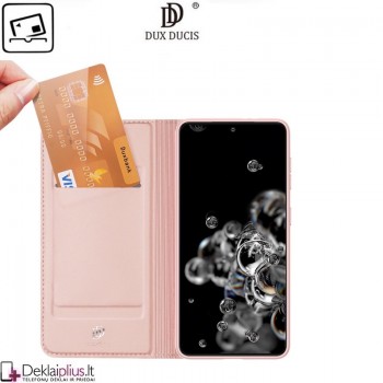 Dux Ducis dirbtinės odos atverčiamas rausvas dėklas (Samsung S21 Ultra) Dux Ducis dirbtinės odos atverčiamas rausvas dėklas (Samsung S21 Ultra)